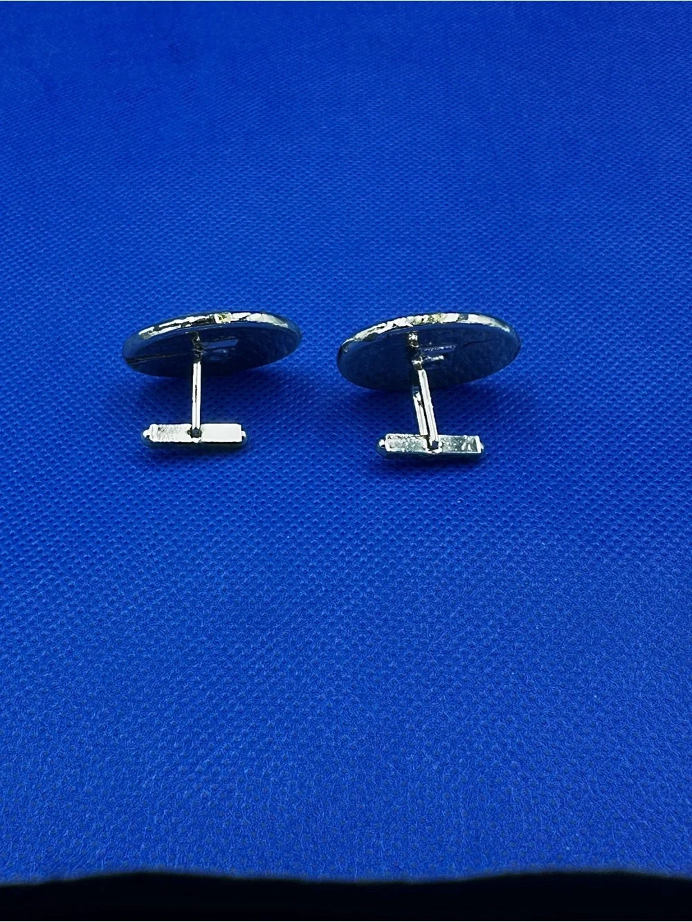 Gold-Tone Horse & Carriage Silhouette Oval Cufflinks in White Inlay